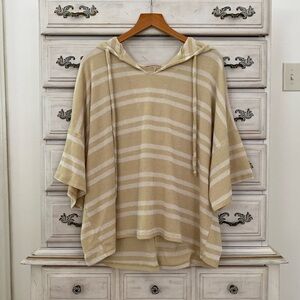 Vici Tan and White Striped Hoodie